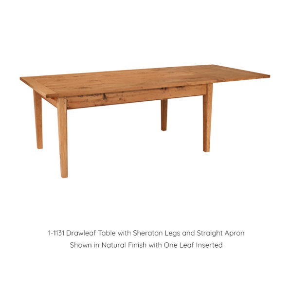 Drawleaf Extension Table with Sheraton Legs in Natural Finish by MacKenzie Dow Fine Furniture