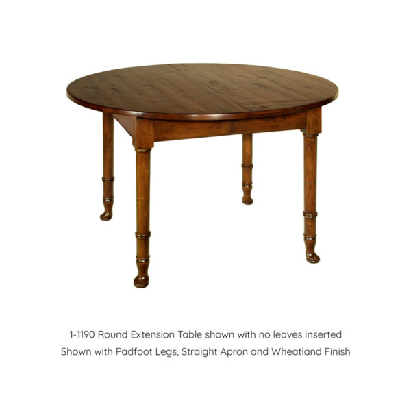 Round Extension Table with Padfoot Legs in Wheatland Finish by MacKenzie Dow Fine Furniture