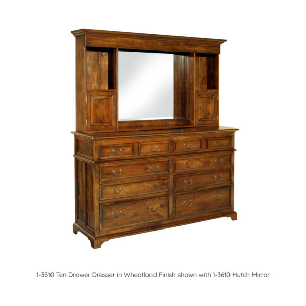 Ten Drawer Dresser with Hutch Mirror by MacKenzie Dow Fine Furniture