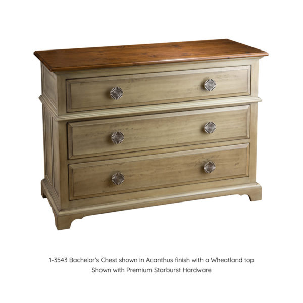 Bachelor's Chest with Acanthus Finish with Starburst knobs by MacKenzie Dow Fine Furniture