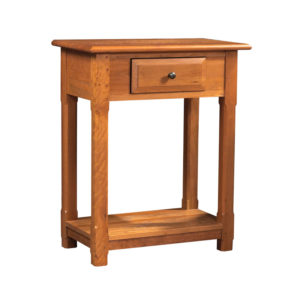 Night table in natural finish with standard hardware by MacKenzie Dow Fine Furniture