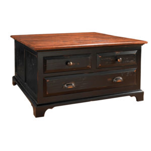 Six Drawer Cocktail table in Rubbed Black Finish with Premium hardware by MacKenzie Dow Fine Furniture
