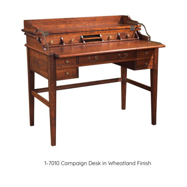 Campaign Desk shown open in Wheatland Finish by MacKenzie Dow Fine Furniture