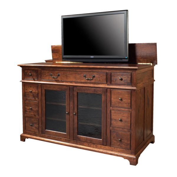 Plasma TV Console with Lift in Wheatland Finish by MacKenzie Dow Fine Furniture