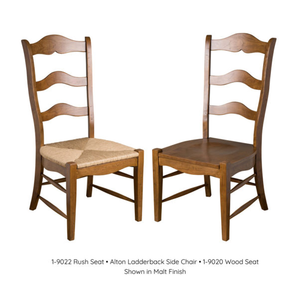 Alton Ladderback Side Chairs with Rush and Wood Seats in Malt Finish by MacKenzie Dow Fine Furniture