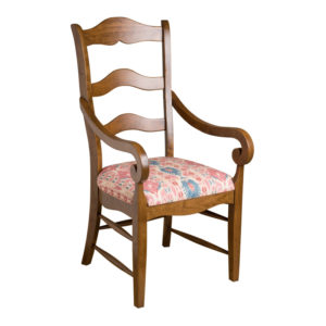 1-9025 Alton Ladderback Arm Chair with COM Fabric in Malt Finish