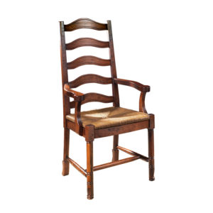 Tall Napa Ladderback Arm Chair with Rush Seat and Padfoot Legs in Wheatland Finish by MacKenzie Dow Fine Furniture