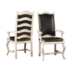 Tall Napa Ladderback Chairs with Upholstered back in Antique White and Leather by MacKenzie Dow Fine Furniture