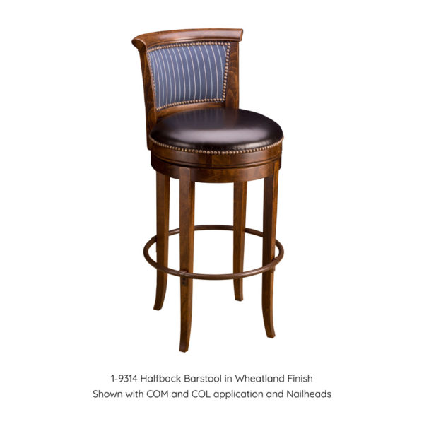 Halfback Barstool with COM and COL application in Wheatland finish by MacKenzie Dow Fine Furniture