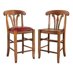 English Manor Stools with Wood and Leather seats in Malt Finish by MacKenzie Dow Fine Furniture