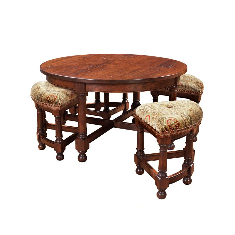 Round Cocktail Table With Nesting Stools Mackenzie Dow