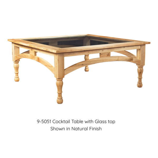 Cocktail Table with Glass Top in Natural Finish by MacKenzie Dow Fine Furniture
