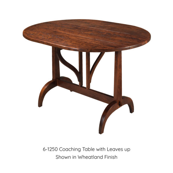 Coaching table with Leaves Up shown in Wheatland Finish by MacKenzie Dow Fine Furniture