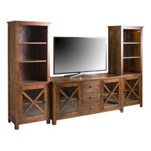 Plaza TV Console and Pier Cabinet in Wheatland Finish by MacKenzie Dow Fine Furniture