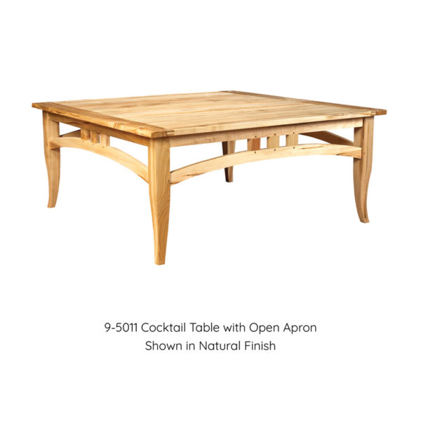 Piccadilly Collection Cocktail Table with Open Apron in Natural Finish by MacKenzie Dow Fine Furniture